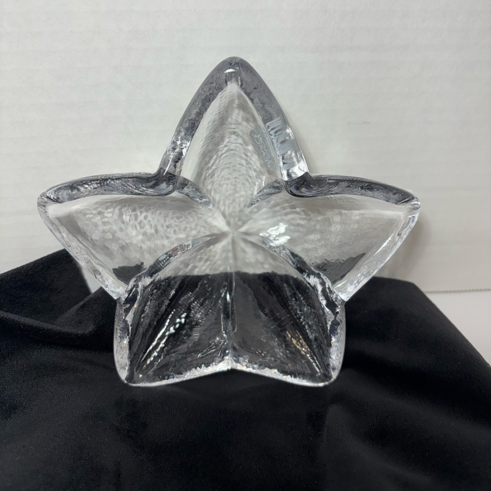 Simon Pearce Crystal Glass Star Bowl Dish Signed Handcrafted Art Glass 5.5” W
